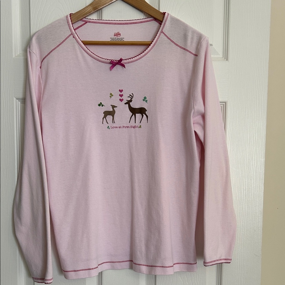Cuddl Duds Pink and Brown Thermal Top and Bottoms Size XL
